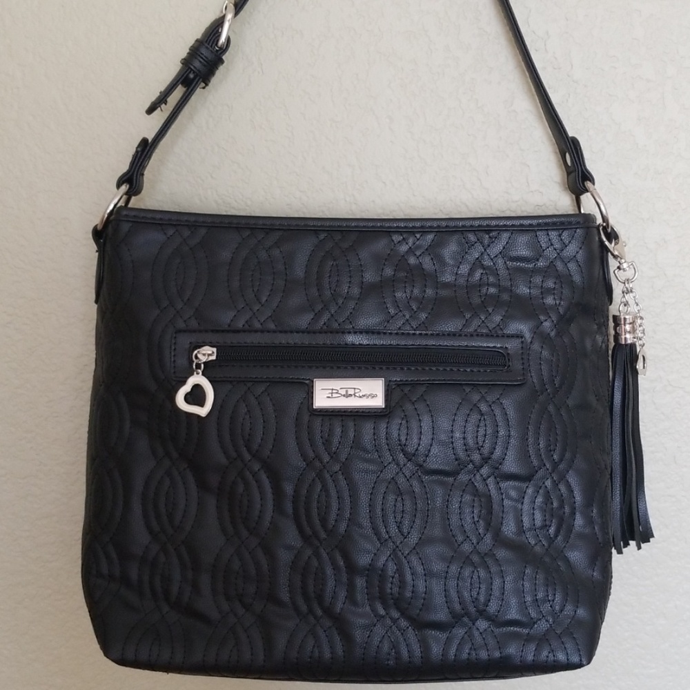 NWOT Bella Rosa Large black faux leather bag